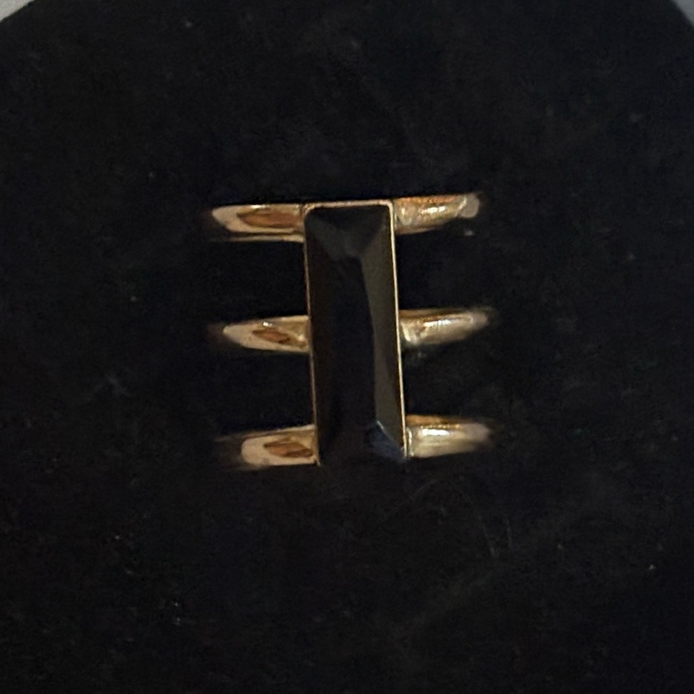 Vintage Gold and Black Triple Band Ring